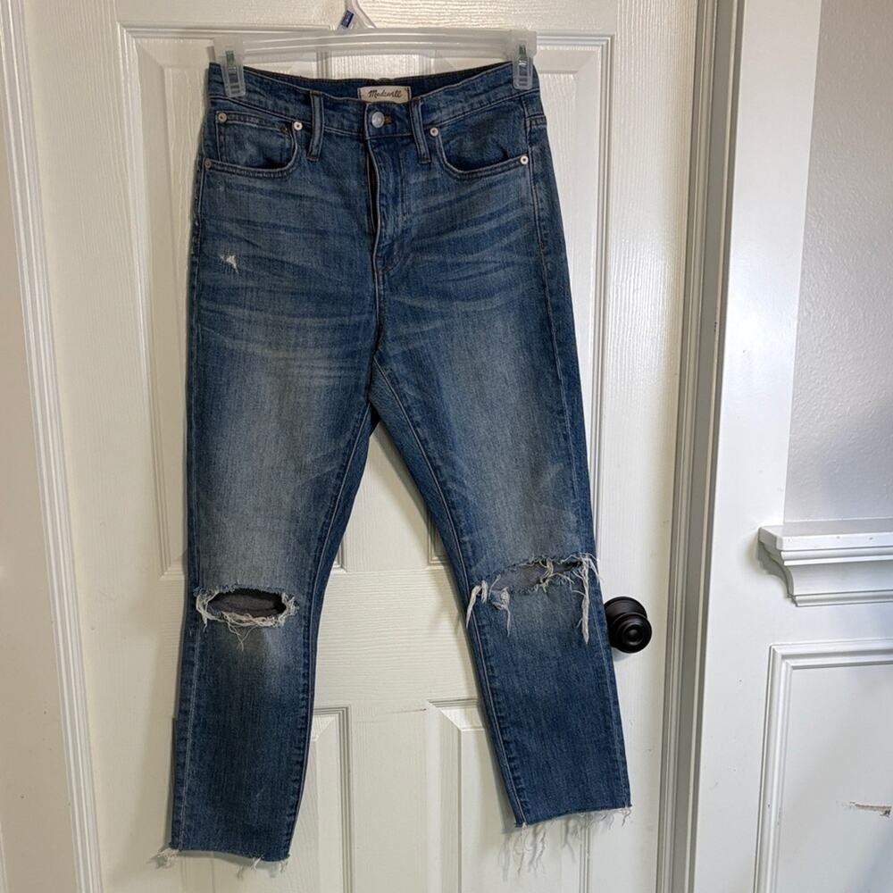 Madewell Blue Distressed Ankle Jeans
